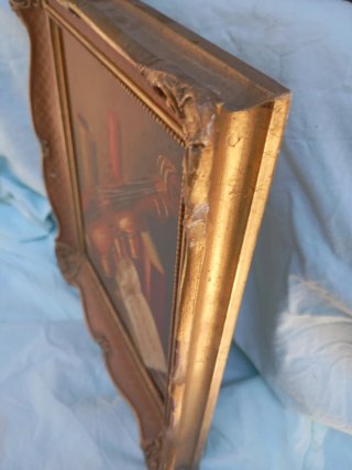 Dupinto antico con bella cornice legno