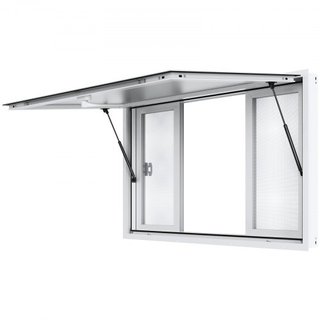 Ventana de Concesión 60"x36", Ventana de Servicio para Camión de Comida de Aleación de Aluminio con 4 Ventanas Deslizantes Horizontales y Puerta de Toldos y Gancho de Arrastre, Ventana de Servicio...
