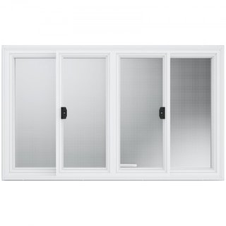 Ventana de Concesión 60"x36", Ventana de Servicio para Camión de Comida de Aleación de Aluminio con 4 Ventanas Deslizantes Horizontales y Puerta de Toldos y Gancho de Arrastre, Ventana de Servicio...