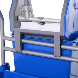 Carro de Limpieza Profesional con Cesto Suspendido, Estante, Cubo de 25L para Fregar con Escurridor, Carro Multiusos con Gancho para Hotel, Restaurante y Cafetería, 72X49.5X95 Cm, Azul