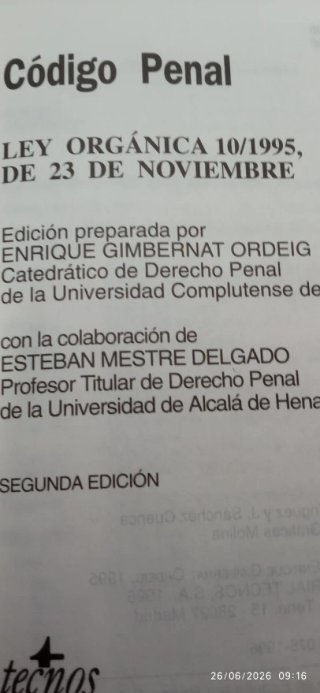 Código penal ley orgánica 10/1995, de 23 de nov...