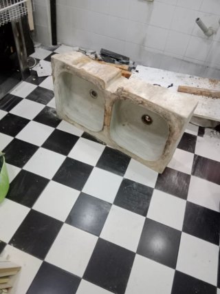 Fregadero de mármol antiguo doble seno