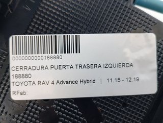 TOYOTA RAV 4 Advance Hybrid CERRADURA PUERTA TRASERA IZQUIERDA