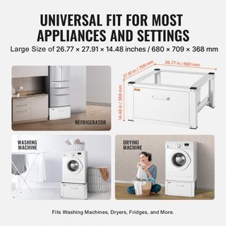 Pedestal de Lavandería 686mmW x 366mmH, Plataforma Base Universal para Lavadora y Secadora con Capacidad de 299kg, Base Multifuncional de Alta Resistencia para Lavadora con Cajón y Ricos Accesorios