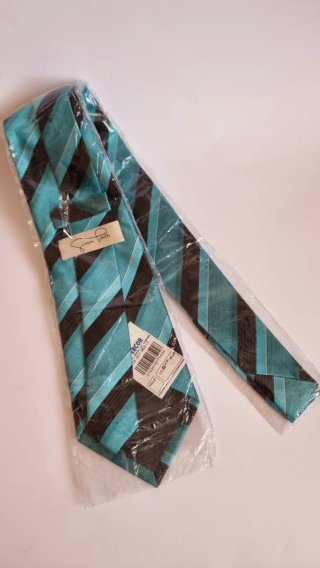 Corbata Seda Gianni Pratti Negra y Turquesa