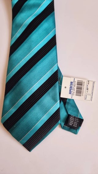 Corbata Seda Gianni Pratti Negra y Turquesa