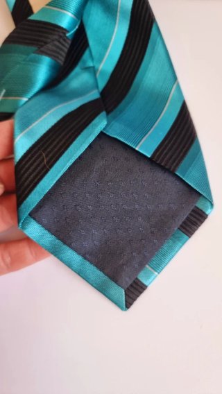 Corbata Seda Gianni Pratti Negra y Turquesa