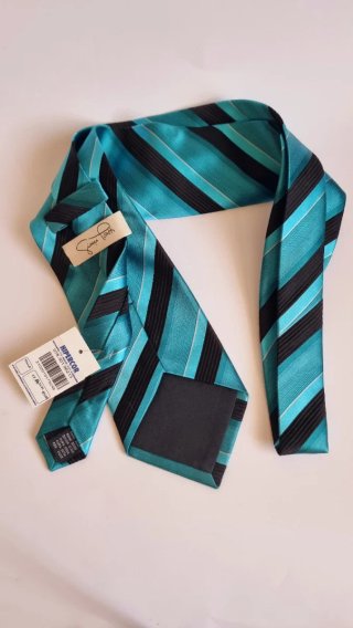 Corbata Seda Gianni Pratti Negra y Turquesa