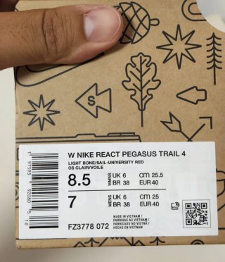 T40 Nike React Pegasus Trail 4 Gris/Blanco