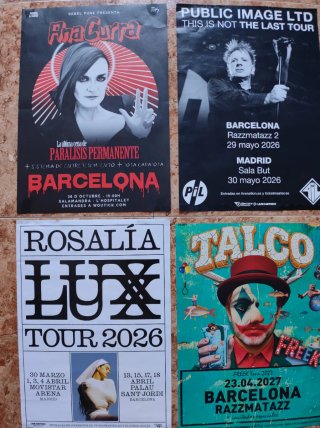 Posters Conciertos Rock Post Punk Pop en Barcelona