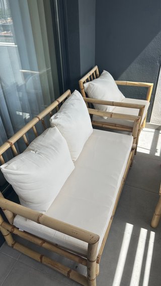 Conjunto jardín bambú SKLUM: sofá, sillón y mesa