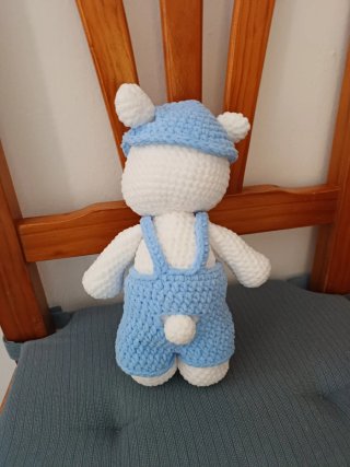 Osito amigurumi chenille azul