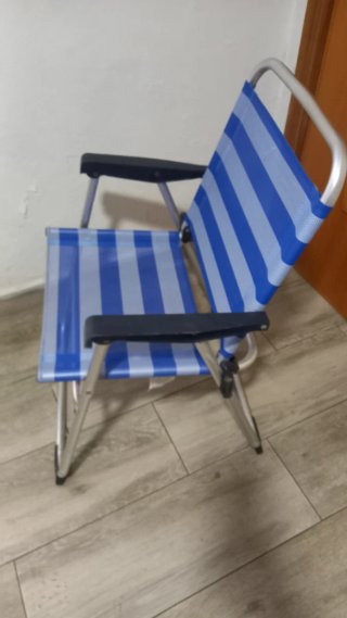Silla plegable playa/campo azul y plata