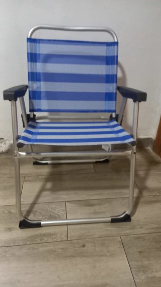 Silla plegable playa/campo azul y plata