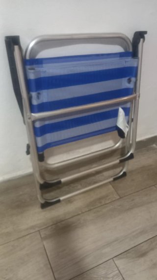 Silla plegable playa/campo azul y plata