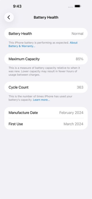 iPhone 15 Pro Max 256GB Gris batería 85%