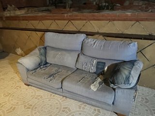 Sofá de tela gris 2,5m