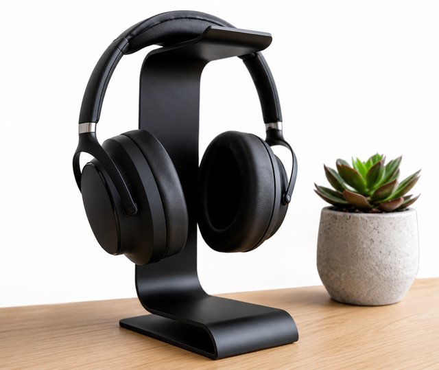 Soporte moderno para auriculares negro