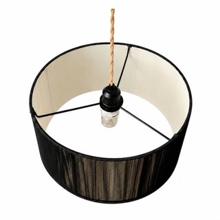 Lámpara colgante tela negra y cuerda