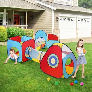 5 en 1 Carpa de Juego para Niños con Túnel, Aro de Baloncesto para Niños, Niñas, Bebés y Niños Pequeños, Casa de Juego Plegable para Interior/Exterior con Bolsa de Transporte y Correas de Sujeción...