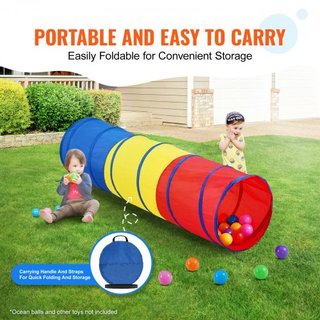 Túnel de Juego para Niños, Colorido Túnel de Arrastre para Bebés o Mascotas, Regalo Colapsable para Niños y Niñas, Túnel de Juego Interior y Exterior Multicolor Rojo/Azul/Amarillo