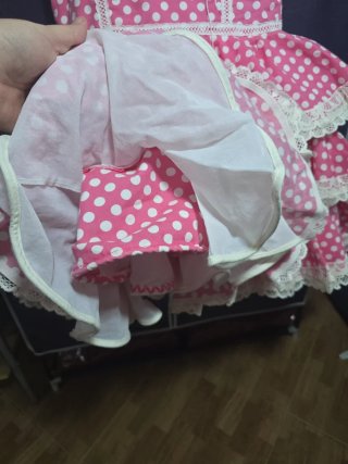 Traje de flamenca rosa y blanco