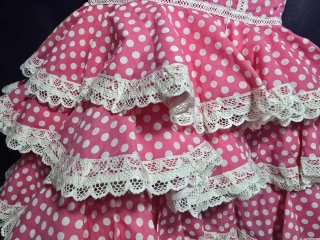 Traje de flamenca rosa y blanco