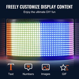 Cartel LED Programable, Panel LED Scrolling a Color Completo P5, Tablero de Exhibición de Patrón de Animación de Texto Personalizado DIY, Control de APP Bluetooth Cartel de Mensajes para Tienda Ne...