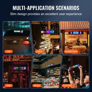 Cartel LED Programable, Panel LED Scrolling a Color Completo P5, Tablero de Exhibición de Patrón de Animación de Texto Personalizado DIY, Control de APP Bluetooth Cartel de Mensajes para Tienda Ne...