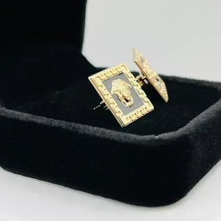 Pendientes Cuadrados Onix y Medusa Oro