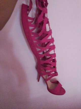 Botas de tacón rosa gladiador talla 41
