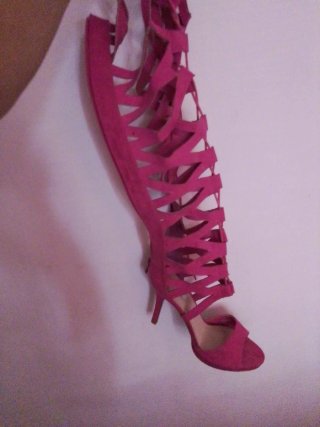 Botas de tacón rosa gladiador talla 41