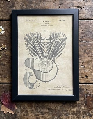 Cuadro Patente Motor Harley Davidson 1923