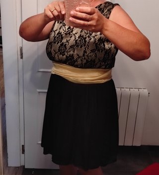Vestido fiesta negro y dorado talla XXXL