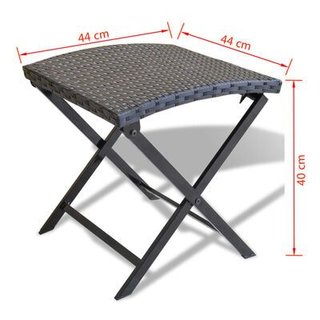 vidaXL Taburete plegable ratán sintético negro