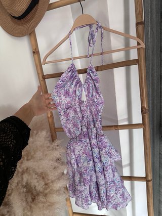 Vestido corto floral morado