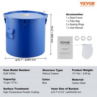 Cubo de Grasa para Freír, Caddy de Desecho de Aceite de 10 Gal, Cubo de Aceite para Freír de Acero al Carbono con Recubrimiento a Prueba de Óxido, Contenedor de Transporte de Aceite con Tapa, Clip...