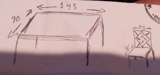 Mesa y 4 sillas de bambú
