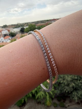 Pulsera Rivière Oro Blanco Diamantes Naturales