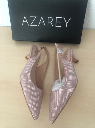 Zapatos destalonados Azarey rosas con pedrería