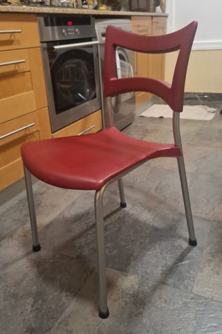 4 sillas de cocina apilables rojas de gran calidad