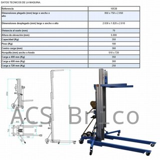 Apilador Manual Aluminio 5000 Kg - 5000 mm - 10538
