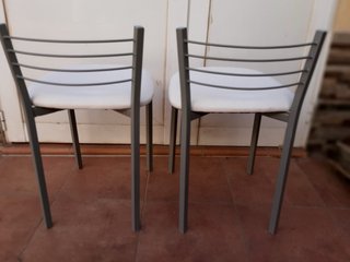 Taburete Cocina con Respaldo Plata y Blanco
