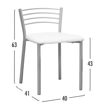 Taburete Cocina con Respaldo Plata y Blanco