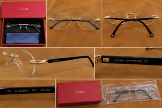 Occhiali Cartier Rimless Oro/Nero Originali