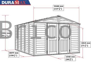 Caseta PVC Woodbridge Plus 405x324x233 cm - Duramax