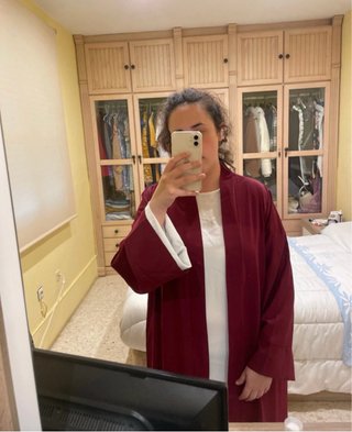 Kimono largo seda burdeos talla única