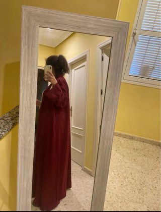Kimono largo seda burdeos talla única