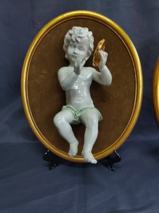 Pareja angelitos porcelana vintage