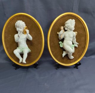 Pareja angelitos porcelana vintage